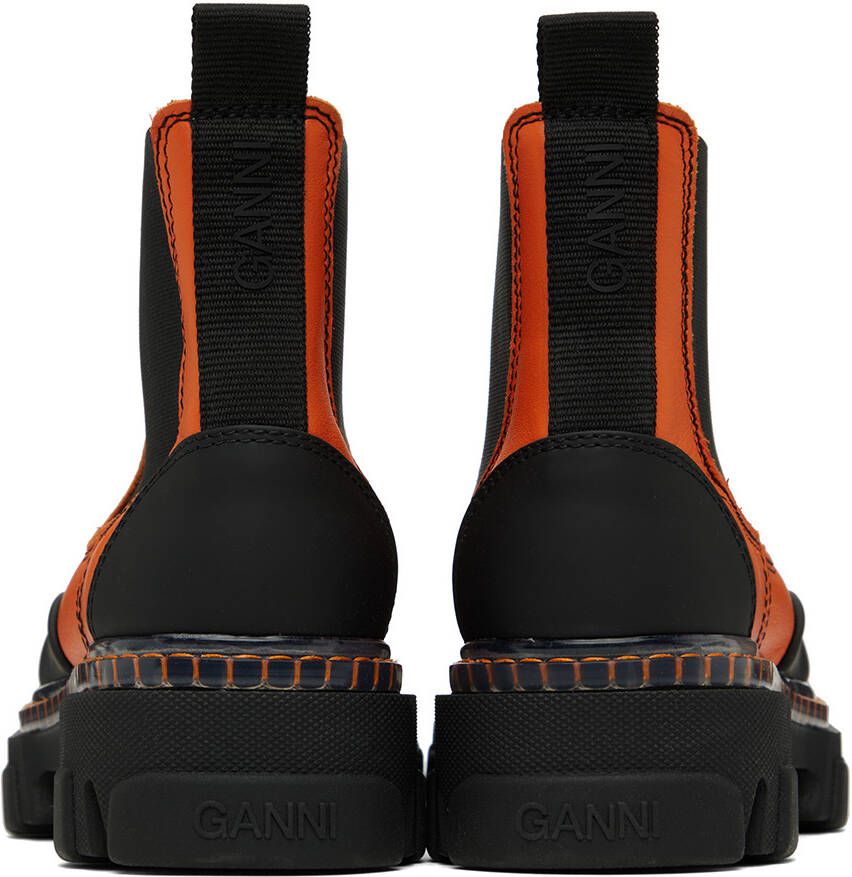 GANNI Orange Cleated Low Chelsea Boots