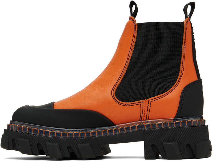 GANNI Orange Cleated Low Chelsea Boots - Dressed.com