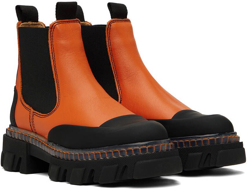 GANNI Orange Cleated Low Chelsea Boots - Dressed.com