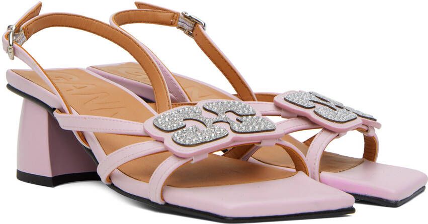 GANNI Pink Butterfly Strass Heeled Sandals