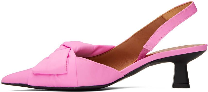 GANNI Pink Soft Bow Slingback Heels