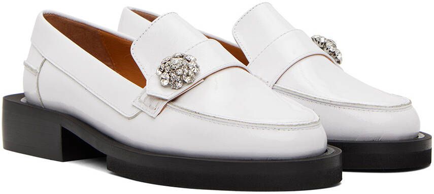 GANNI White Jewel Loafers