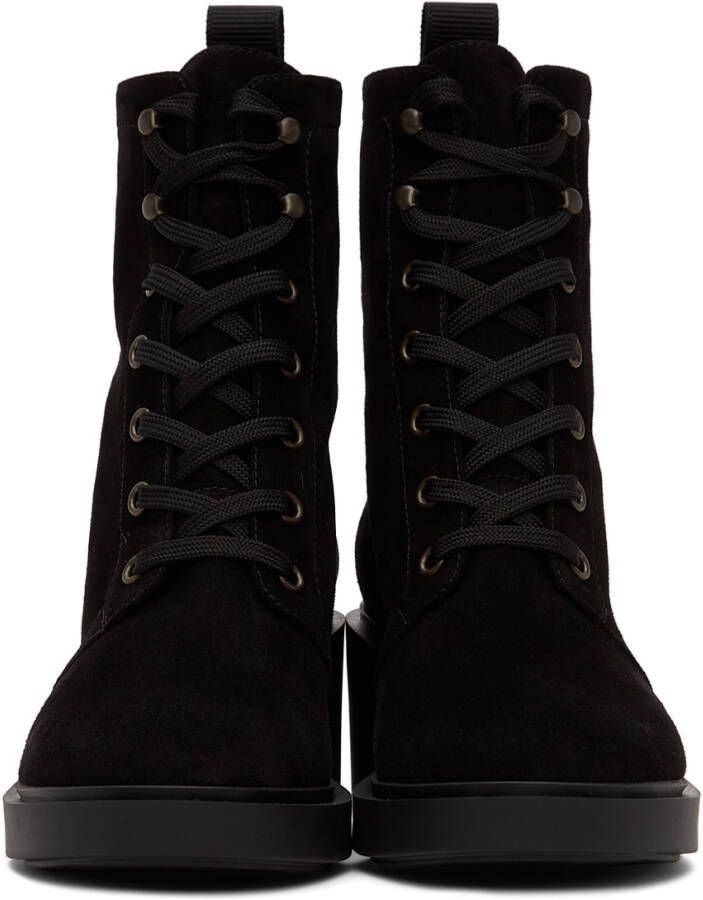 Gianvito Rossi Black Suede Foster Lace-Up Boots