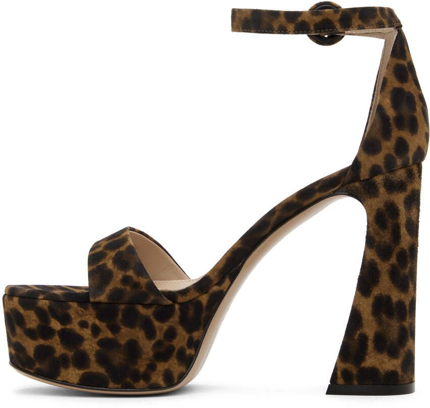 Gianvito Rossi Brown Leopard Print Heeled Sandals