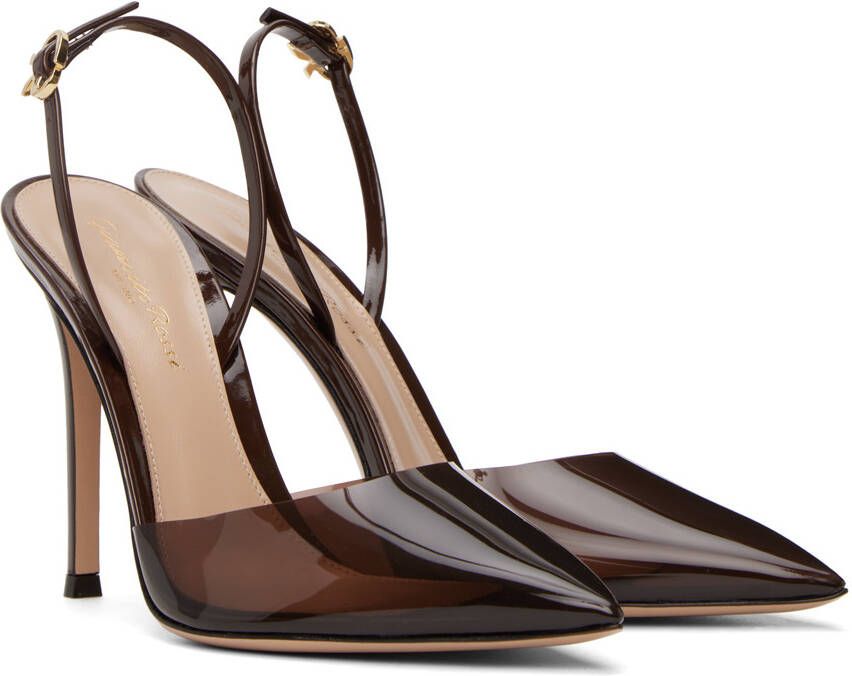 Gianvito Rossi Brown Ribbon D'Orsay Heels