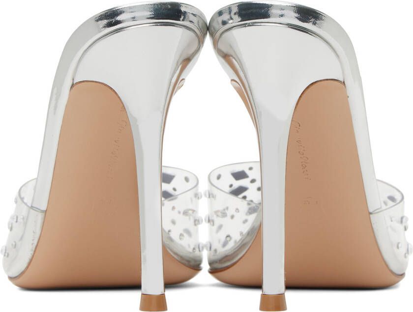 Gianvito Rossi Silver Halley 105 Heeled Mules