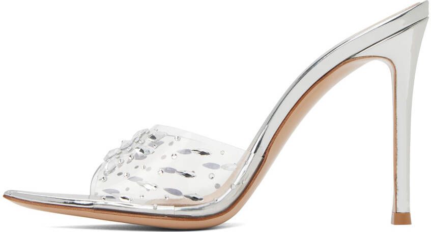 Gianvito Rossi Silver Halley 105 Heeled Mules