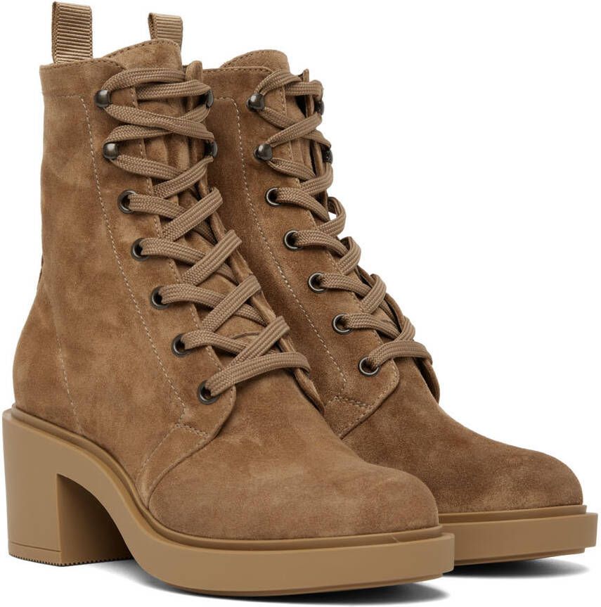 Gianvito Rossi Tan Suede Foster Ankle Boots