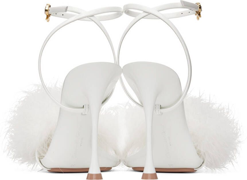 Gianvito Rossi White Spice Plume Heeled Sandals