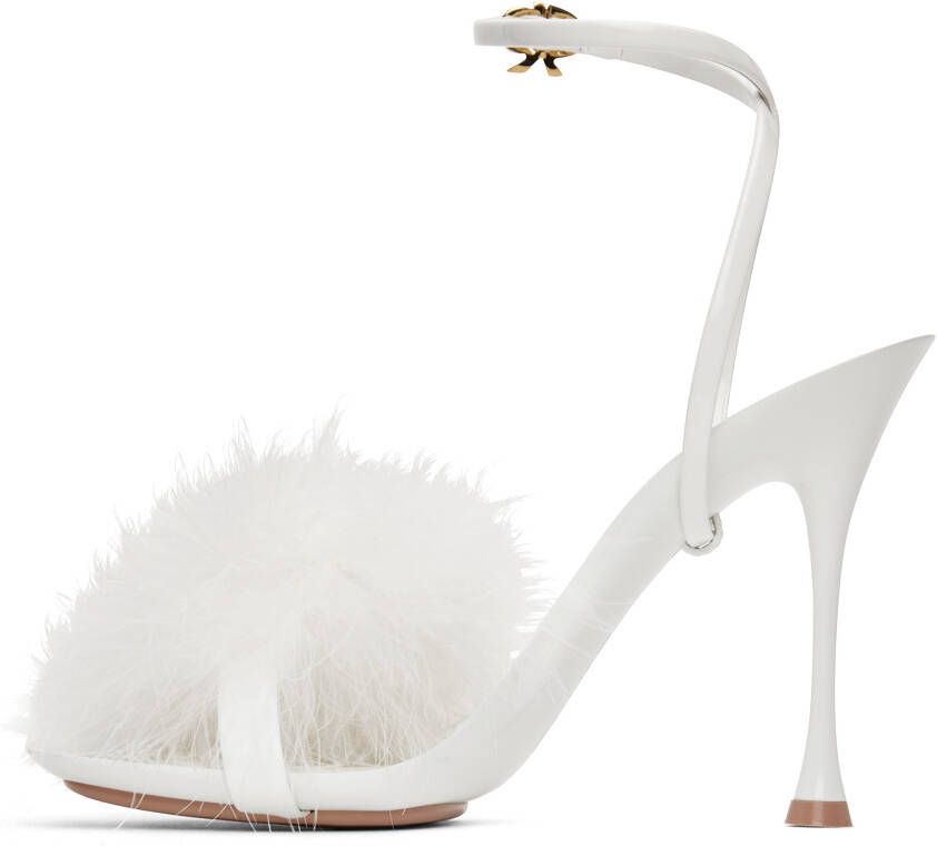 Gianvito Rossi White Spice Plume Heeled Sandals