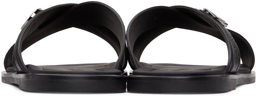Giorgio Armani Black Pebbled Plaited Sandals