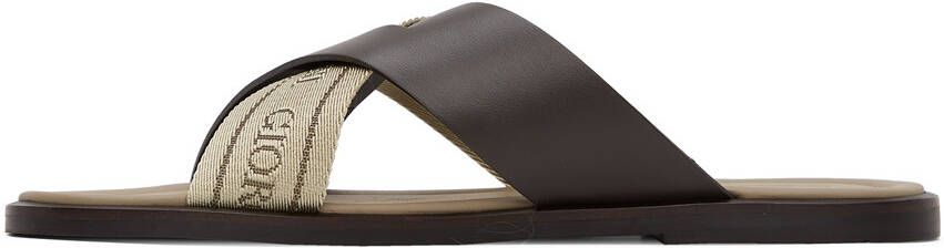 Giorgio Armani Brown & Beige Leather Sandals