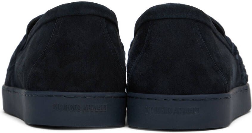 Giorgio Armani Navy Embossed Loafers