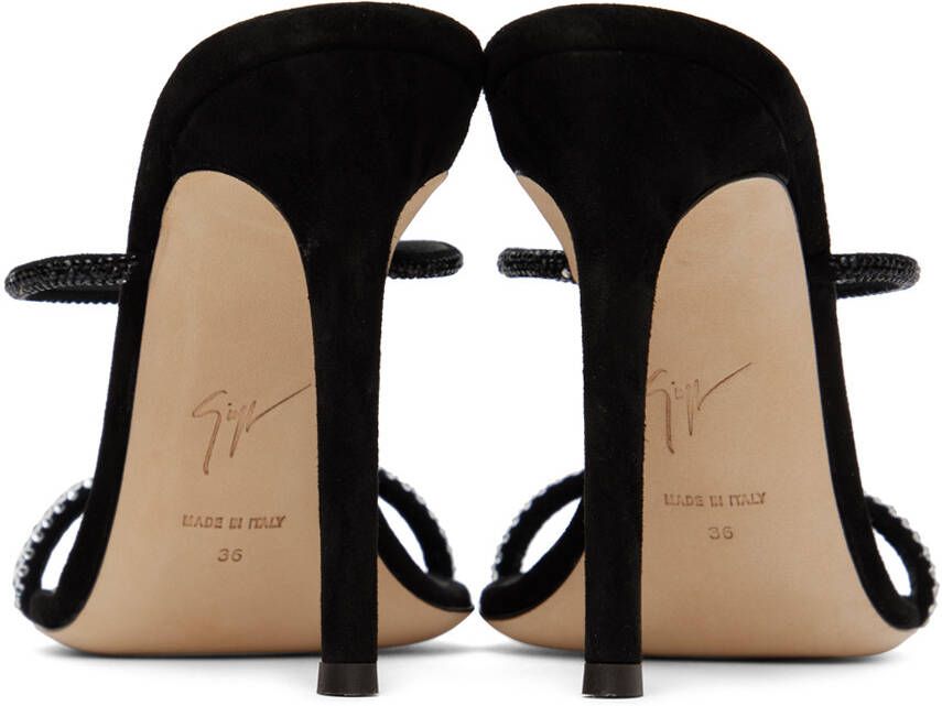 Giuseppe Zanotti Black Crystal-Cut Heeled Sandals