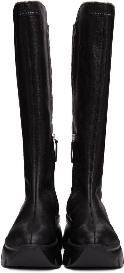 Giuseppe Zanotti Black Leather Zip Detail Tall Boots