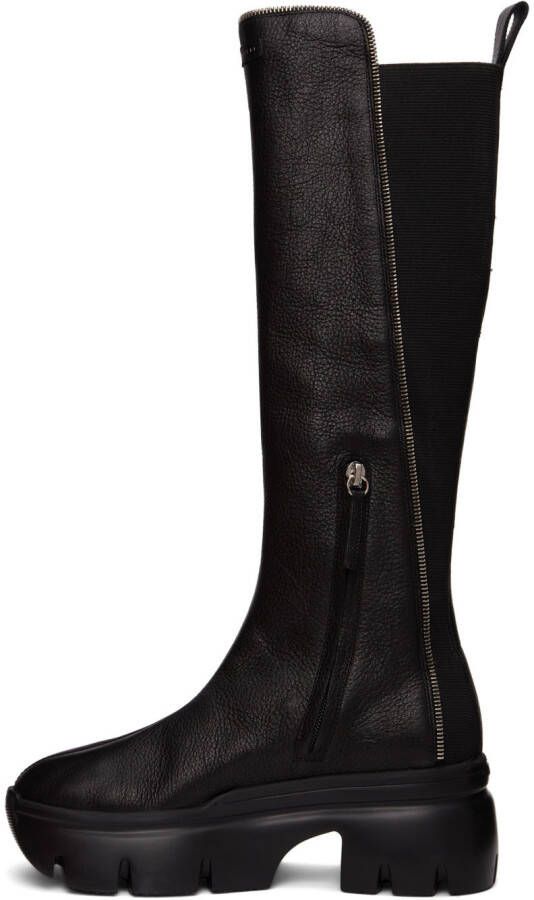 Giuseppe Zanotti Black Leather Zip Detail Tall Boots