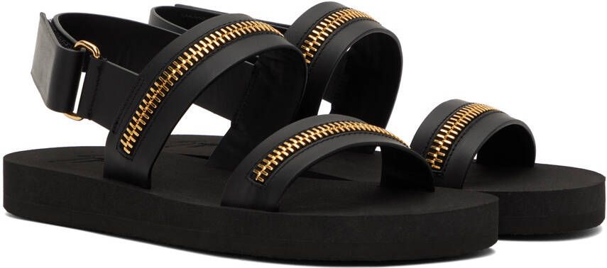 Giuseppe Zanotti Black Zip Flat Sandals