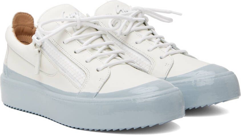Giuseppe Zanotti White & Blue Frankie Match Sneakers