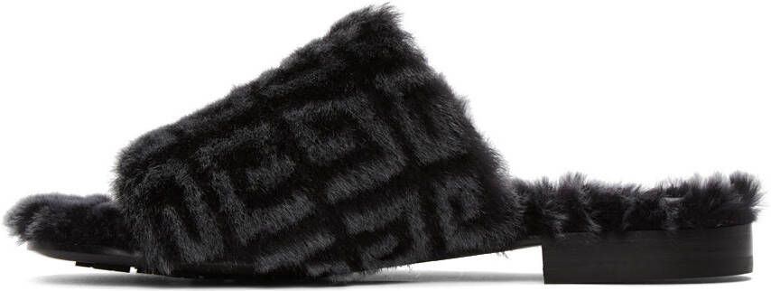Givenchy Black Shearling Monogram Slippers