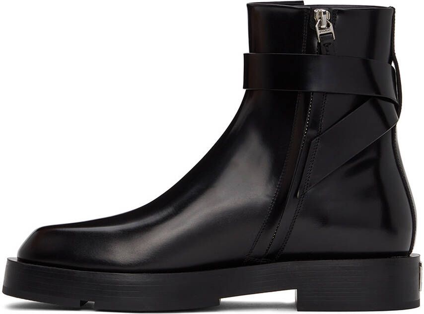 Givenchy Black Squared Buckle Ankle Boots