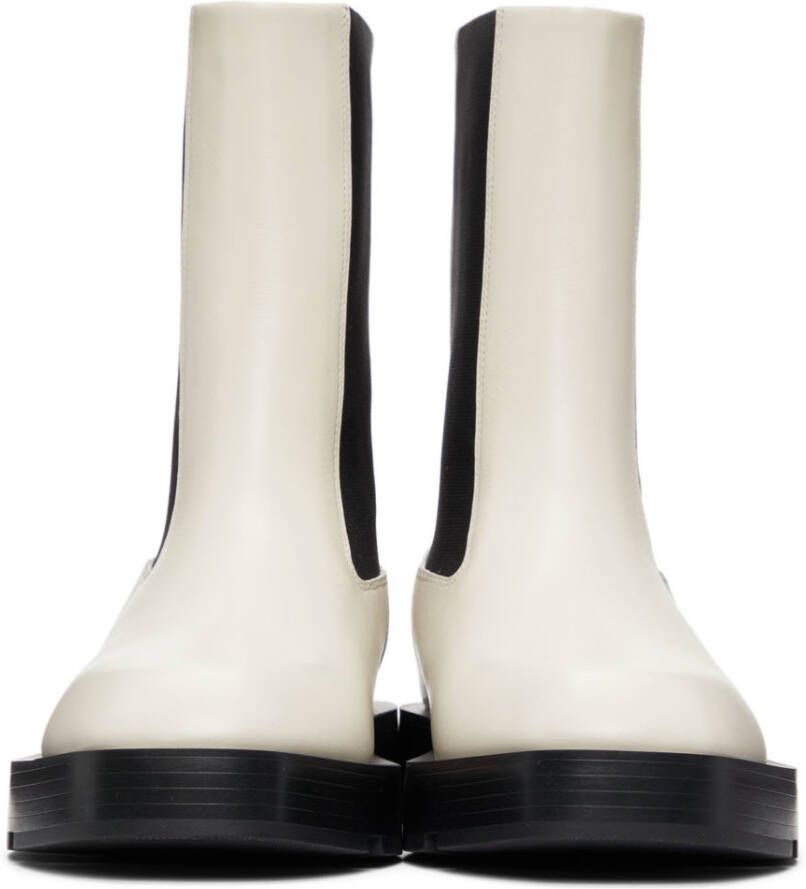 Givenchy Off-White Leather Squared Ankle Boots