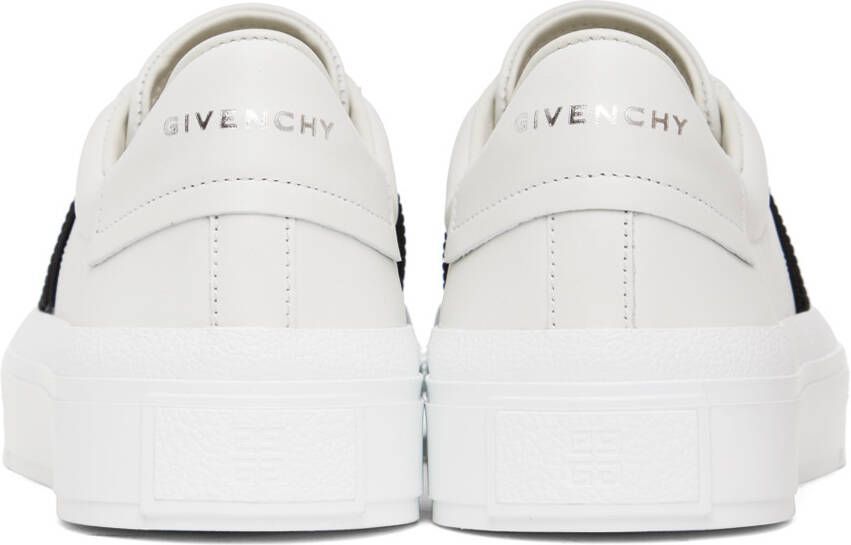 Givenchy White & Black City Sport Webbing Sneakers