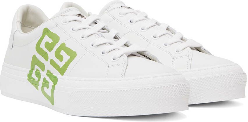 Givenchy White & Green City Sport Sneakers