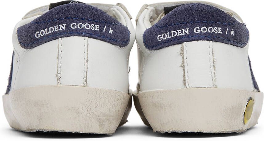 Golden Goose Baby White & Navy Old School Velcro Sneakers