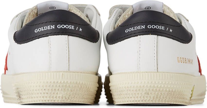 Golden Goose Baby White & Red May School Velcro Sneakers