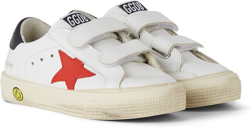 Golden Goose Baby White & Red May School Velcro Sneakers