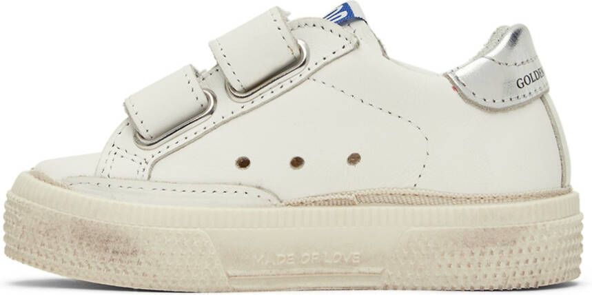 Golden Goose Baby White & Taupe May School Sneakers