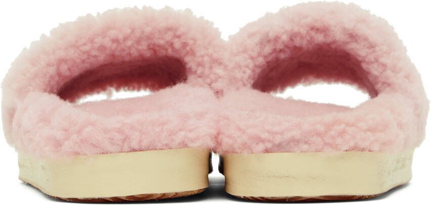 Golden Goose Pink Shearling Poolstar Sandals