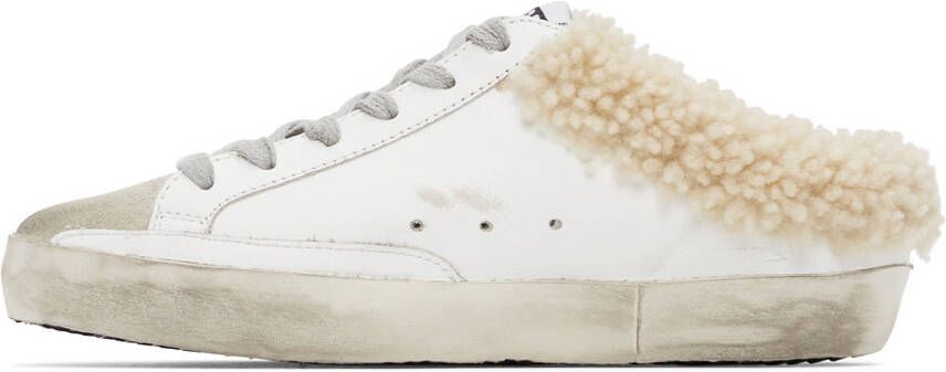 Golden Goose SSENSE Exclusive White & Black Shearling Super-Star Sneakers