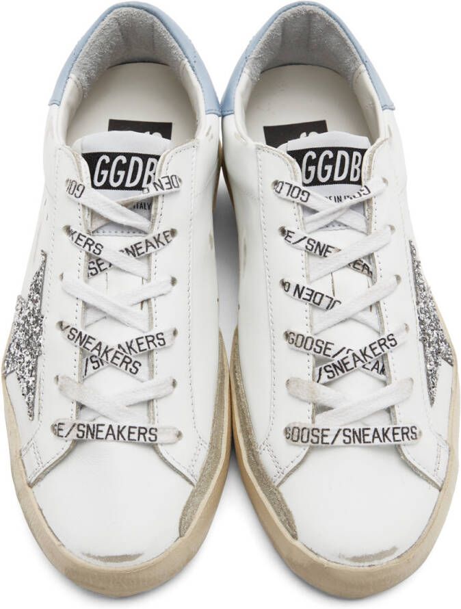 Golden Goose SSENSE Exclusive White & Blue Super-Star Classic Sneakers