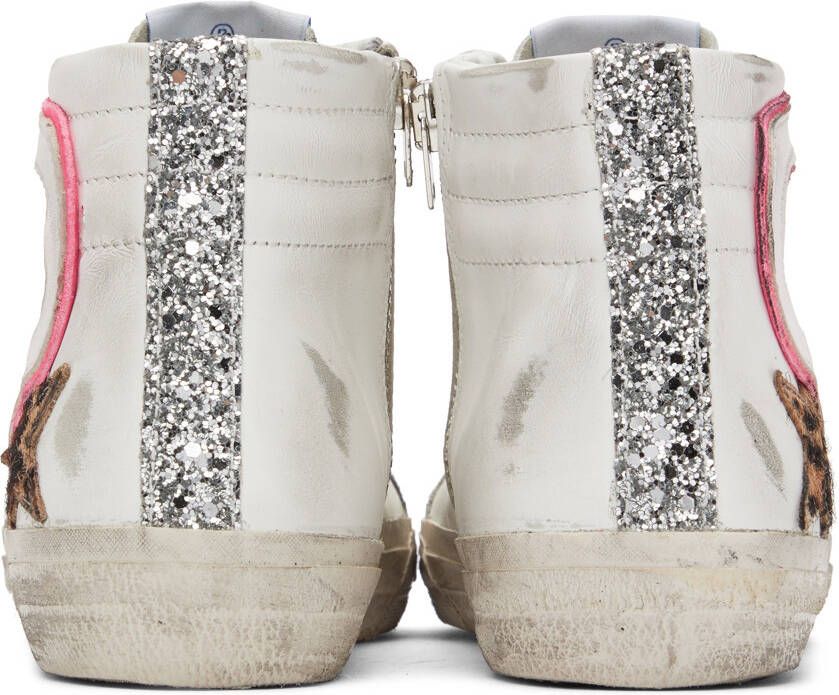 Golden Goose SSENSE Exclusive White & Gray Slide Sneakers
