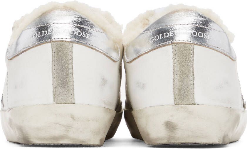 Golden Goose SSENSE Exclusive White & Silver Super-Star Shearling Sneakers