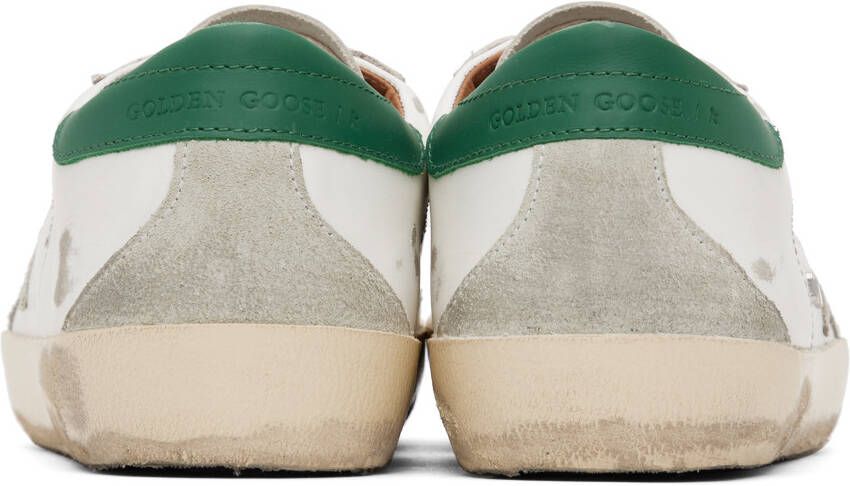 Golden Goose White & Green Super-Star Sneakers