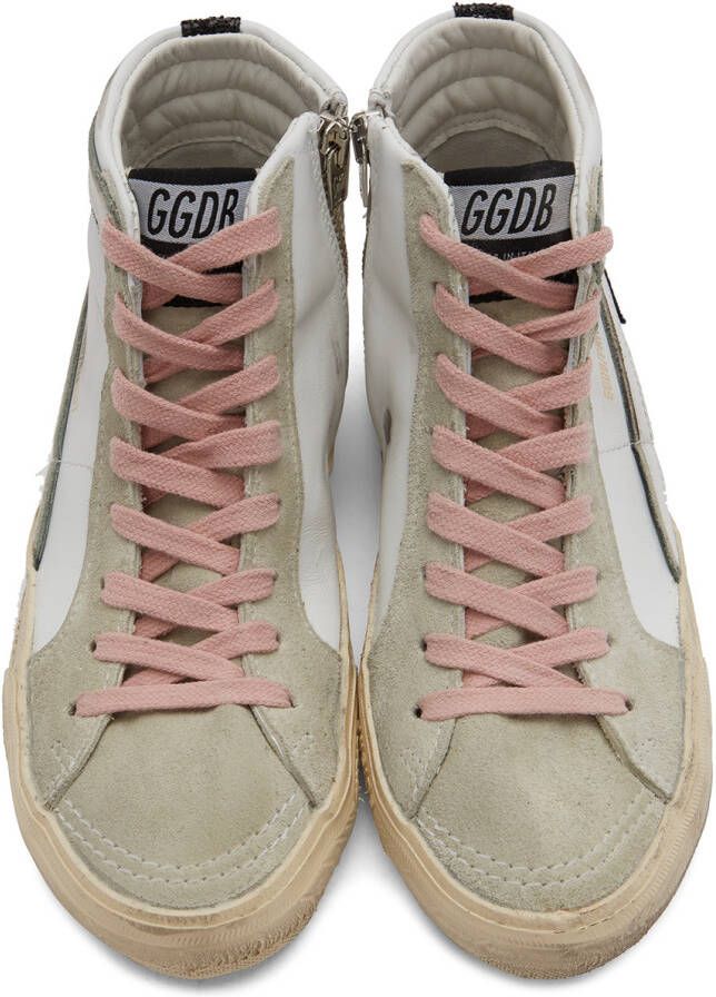 Golden Goose White & Grey Slide Sneakers