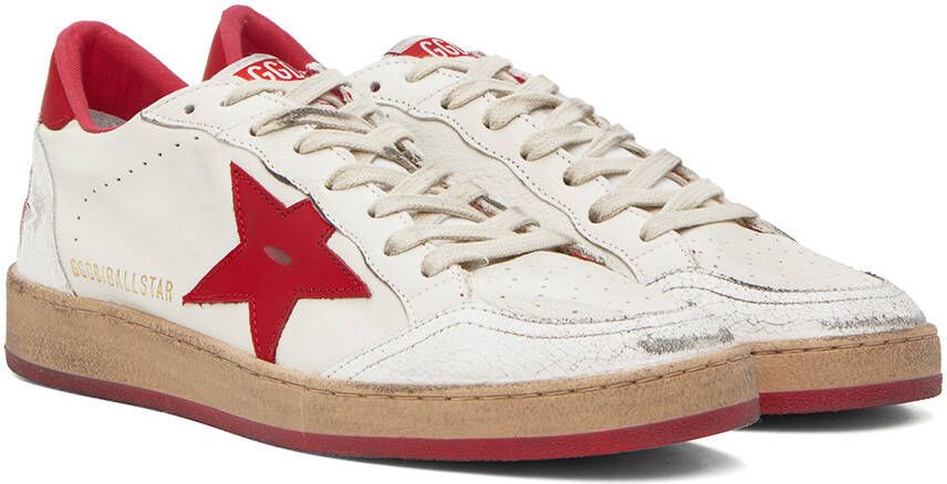 Golden Goose White & Red Ball Star Sneakers