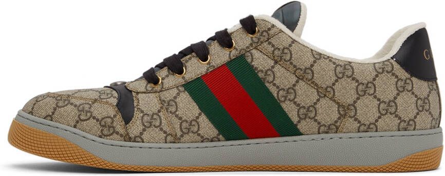 Gucci Beige & Black Screener GG Sneakers