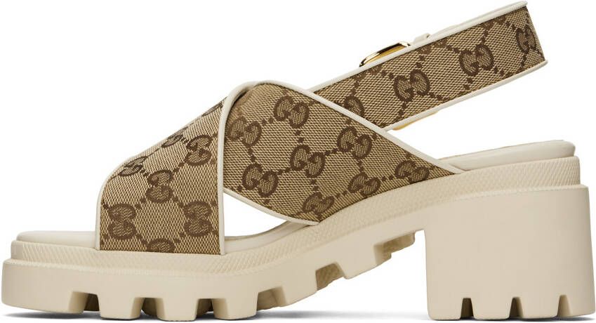 Gucci Beige & Brown GG Lug Sandals
