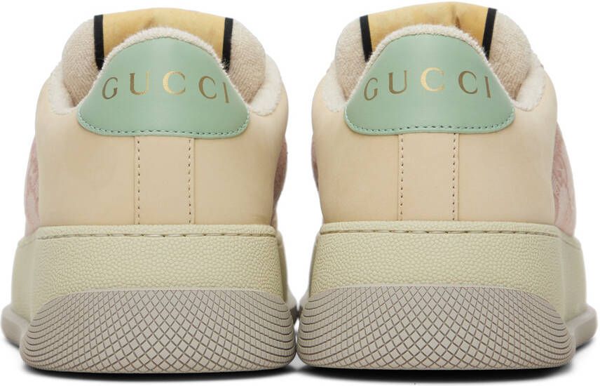 Gucci Beige & Pink Screener Sneakers
