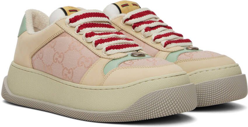 Gucci Beige & Pink Screener Sneakers
