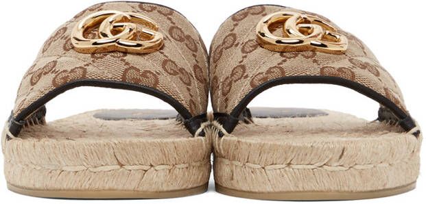 Gucci Beige Canvas GG Espadrille Sandals