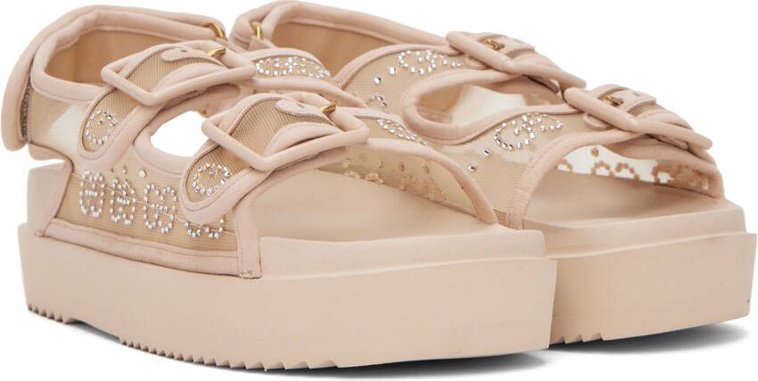 Gucci Beige Crystal GG Sandals