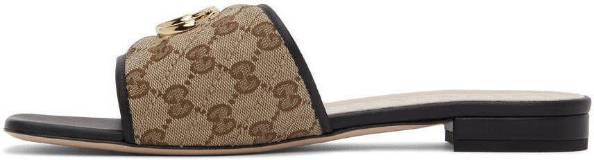 Gucci Beige GG Matelassé Flat Sandals