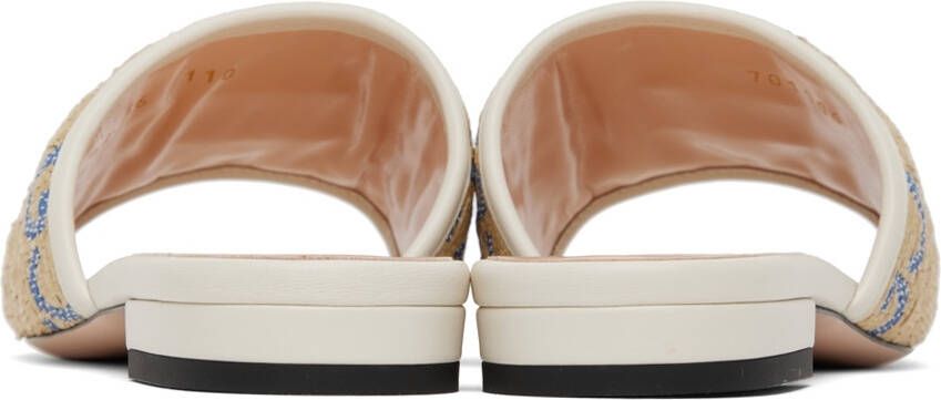 Gucci Beige GG Raffia Flat Sandals