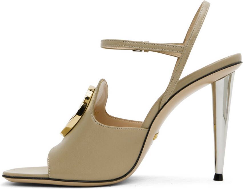 Gucci Beige Leather Heeled Sandals