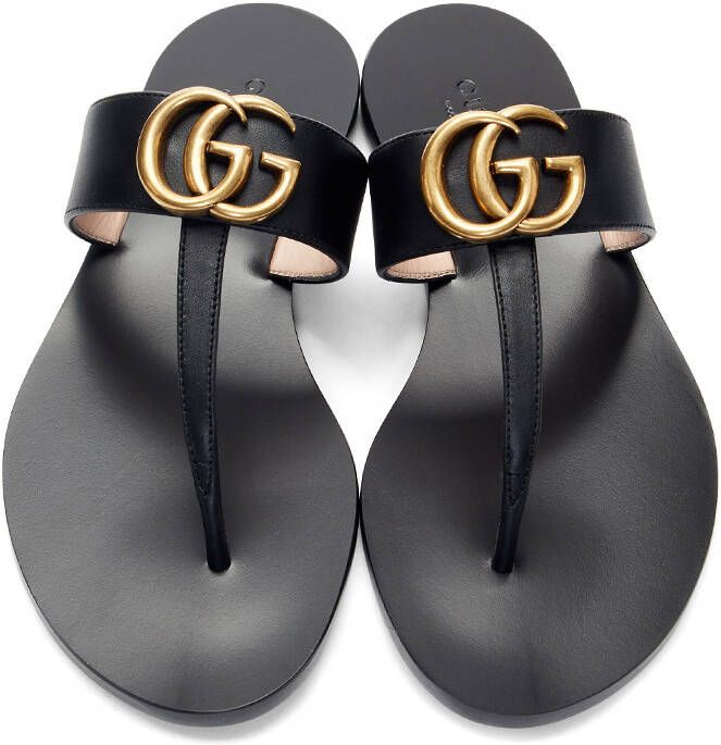 Gucci Black GG Marmont Sandals