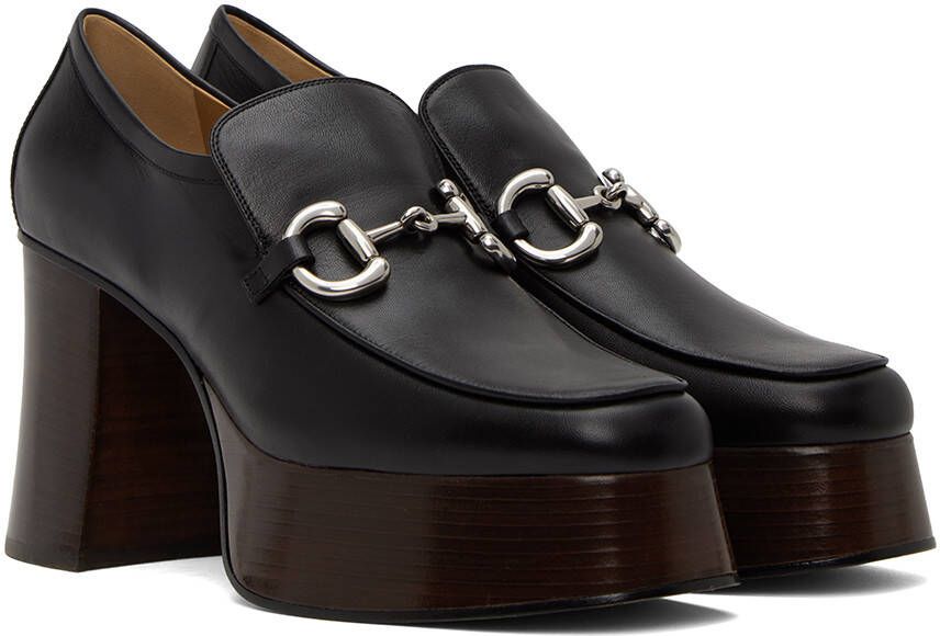 Gucci Black Horsebit Platform Loafers
